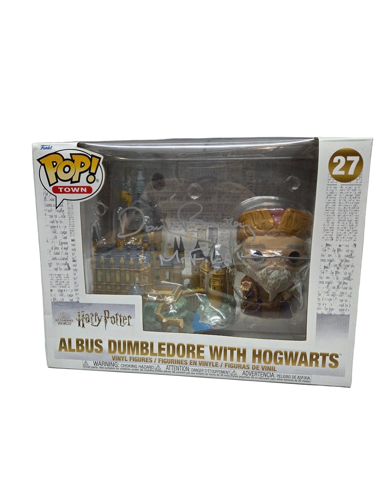 David Bradley Signed - Albus dumbledore with Hogwarts MCM COA