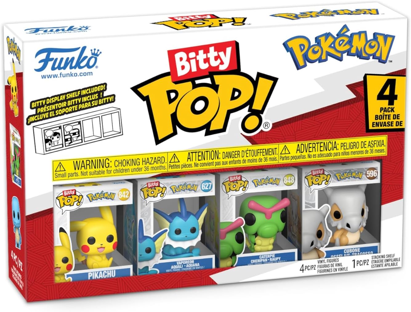 Funko Bitty POP! 4 Pack: Pokemon - Pikachu, Vaporeon, Caterpie, Cubone