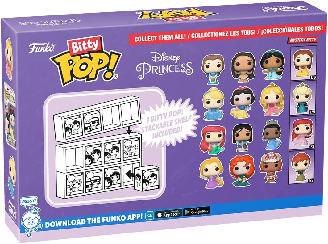 Funko Bitty POP! 4 Pack: Disney Princess - Peasant Belle, Pocahontas, Jasmine, Mystery Mini Figure