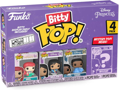 Funko Bitty POP! 4 Pack: Disney Princess - Ariel, Mulan, Tiana, Mystery Mini Figure