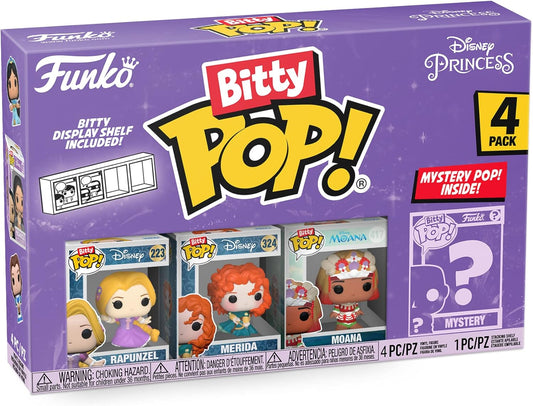 Funko Bitty POP! 4 Pack: Disney Princess - Rapunzel, Merida, Moana, Mystery Mini Figure