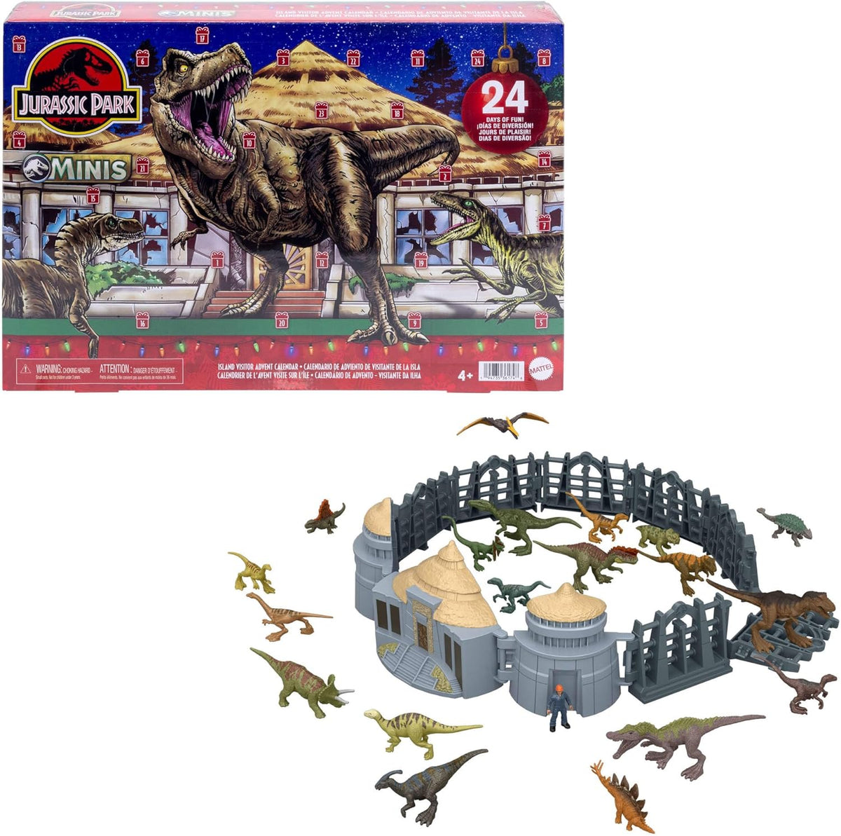 Mattel Jurassic World Advent Calendar, 24 Days, 19 Mini Dinosaurs