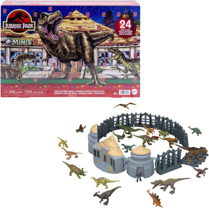 Mattel Jurassic World Advent Calendar, 24 Days, 19 Mini Dinosaurs