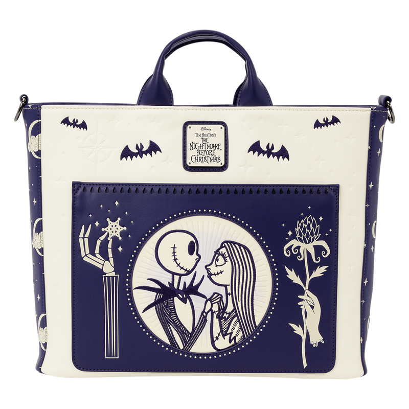 Loungefly - The Nightmare Before Christmas Jack Skellington & Sally Night Sky Convertible Backpack and Tote Crossbody Bag