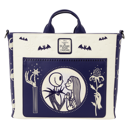 Loungefly - The Nightmare Before Christmas Jack Skellington & Sally Night Sky Convertible Backpack and Tote Crossbody Bag