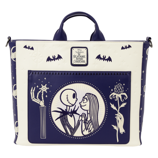 Loungefly - The Nightmare Before Christmas Jack Skellington & Sally Night Sky Convertible Backpack and Tote Crossbody Bag