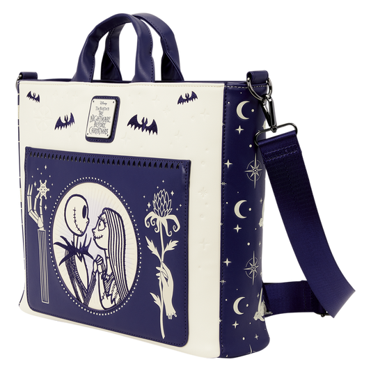 Loungefly - The Nightmare Before Christmas Jack Skellington & Sally Night Sky Convertible Backpack and Tote Crossbody Bag